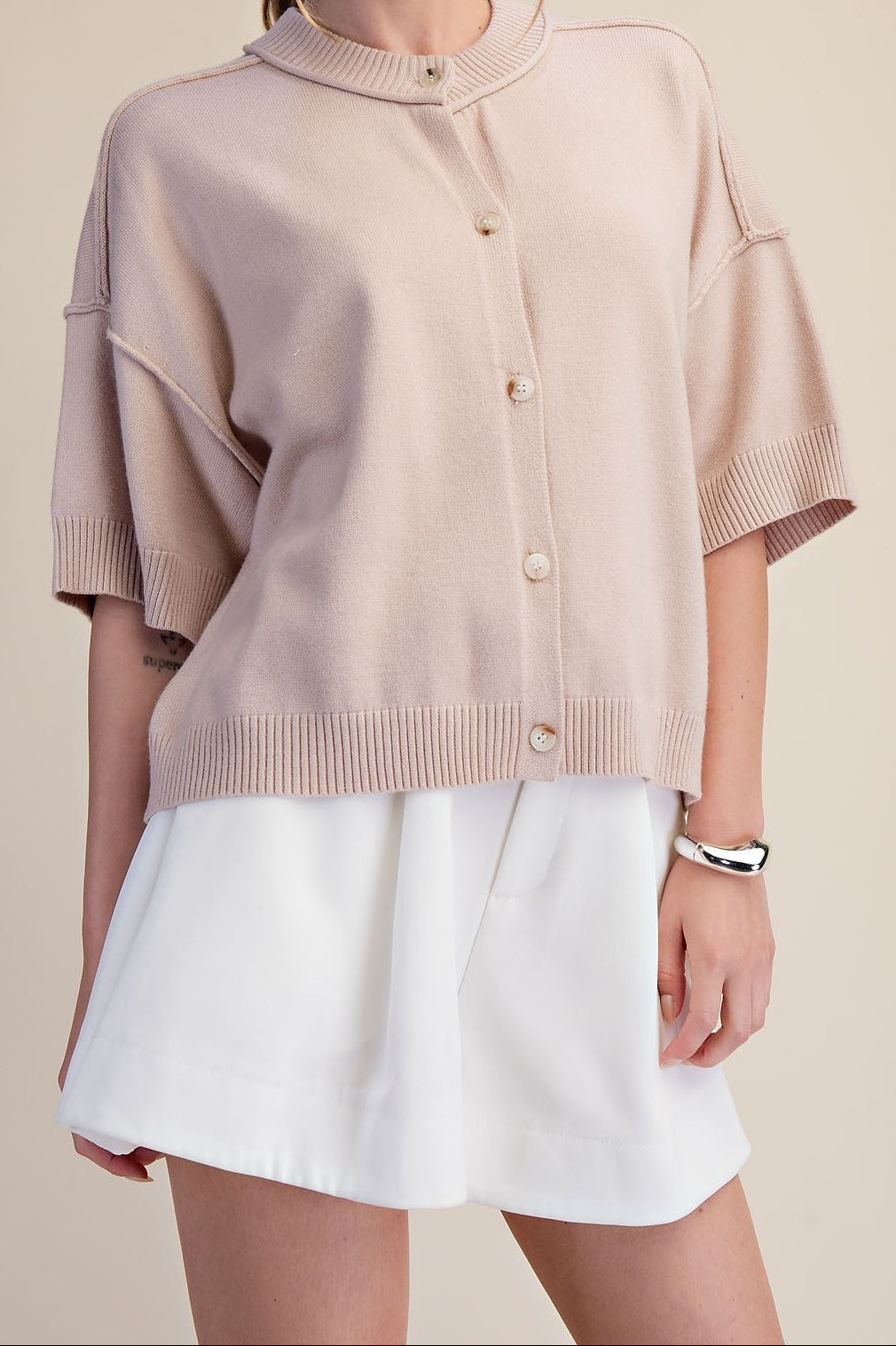 Cárdigan de punto beige Cozy Charm
