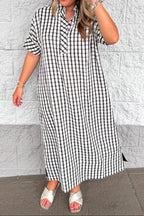 Vestido midi negro de cuadros Autumn Belle
