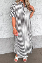Vestido midi negro de cuadros Autumn Belle