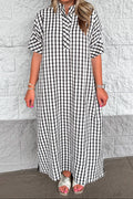 Vestido midi negro de cuadros Autumn Belle
