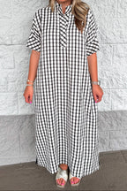 Vestido midi negro de cuadros Autumn Belle