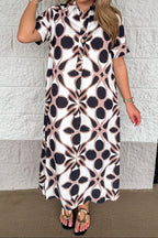 Vestido midi negro estampado Chic
