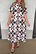 Vestido midi negro estampado Chic