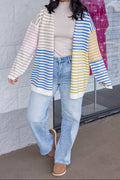 Cárdigan azul de bloques de color Sassy Stripes