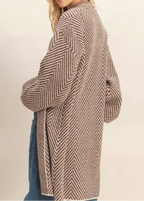 Cárdigan marrón de espiga Herringbone Delight
