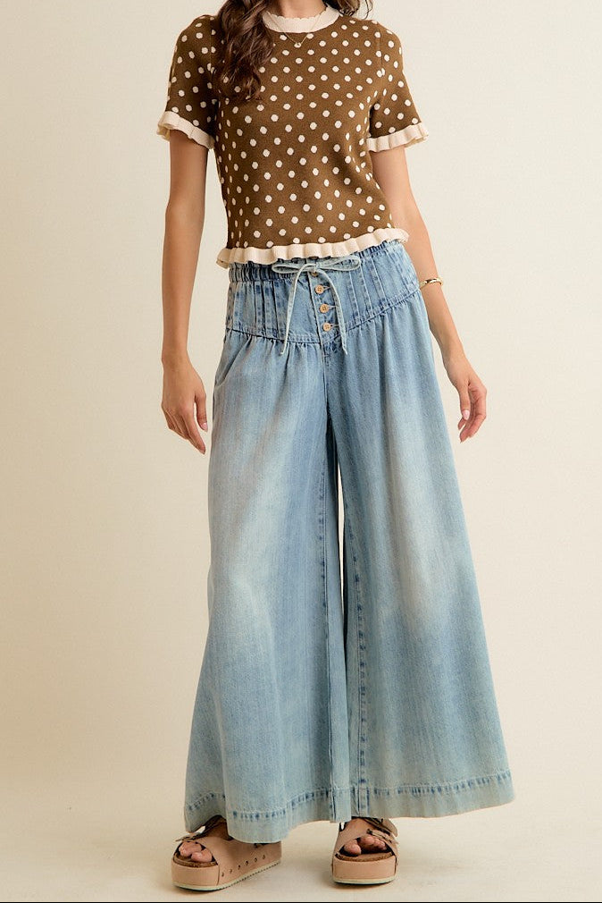 Top de punto marrón de lunares Polka Dot Obsession