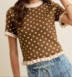 Top de punto marrón de lunares Polka Dot Obsession