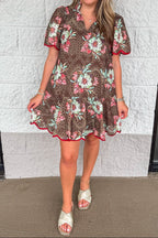 Vestido floral marrón Blooming Expectations rojo