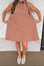 Vestido caramelo de rayas Honey Harbor azul