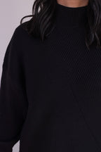 Jersey negro acanalado Diagonal Diva