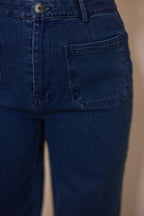 Pantalones vaqueros anchos de lavado oscuro blanco