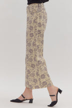 Pantalones de sarga crudos Floral Vibes gris