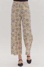 Pantalones de sarga crudos Floral Vibes gris