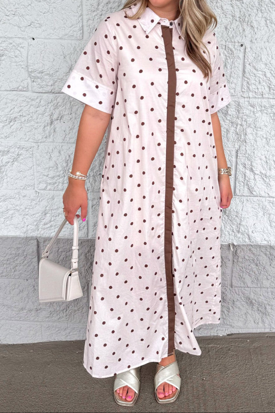 Vestido midi crudo de lunares Lovely Dots rojo