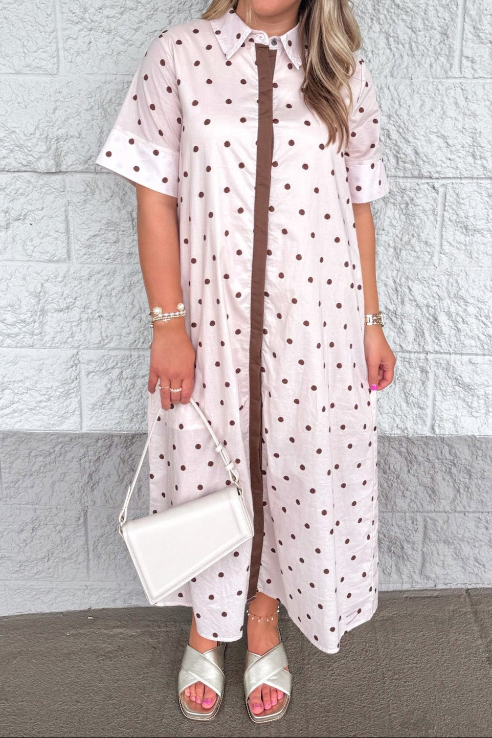 Vestido midi crudo de lunares Lovely Dots rojo