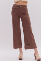 Pantalones de sarga marrón October Feelings