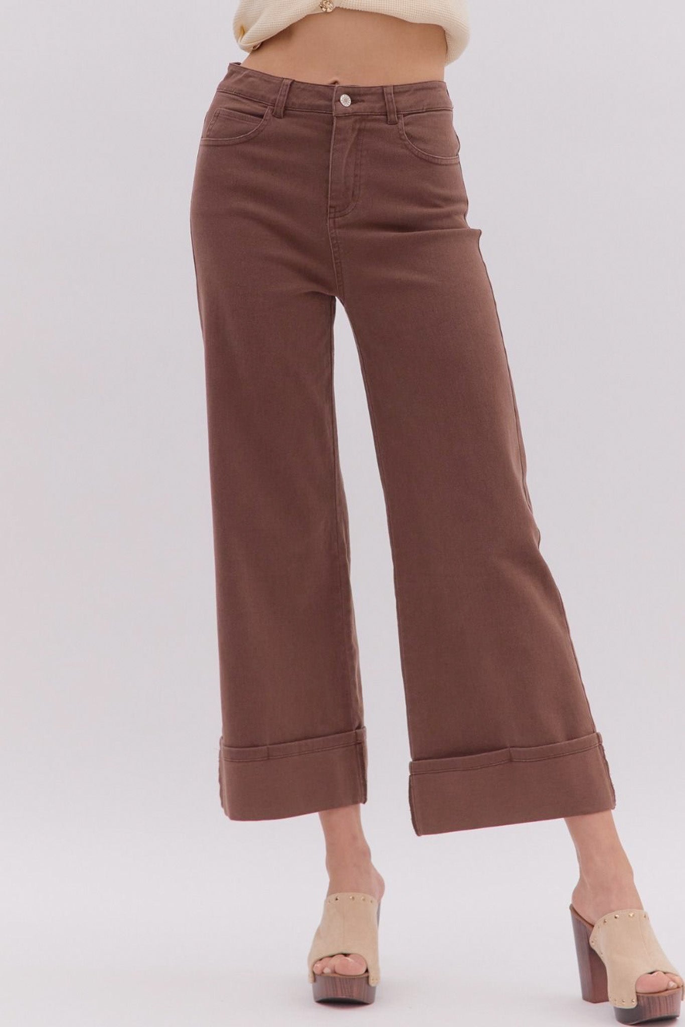 Pantalones de sarga marrón October Feelings