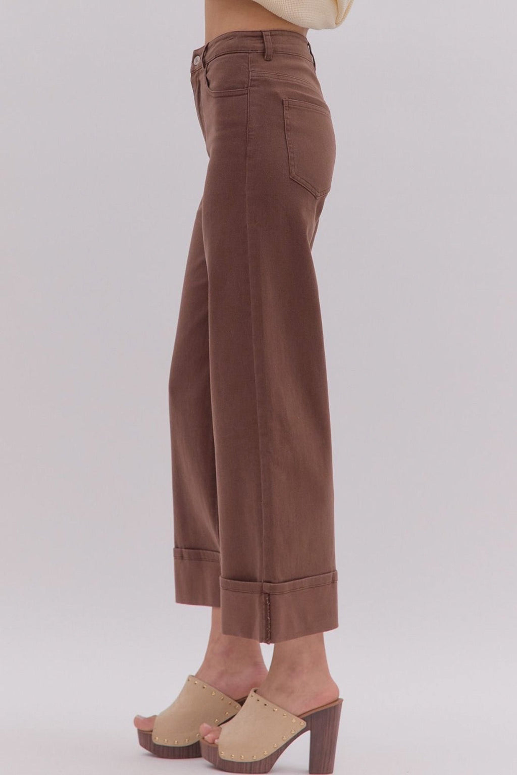 Pantalones de sarga marrón October Feelings