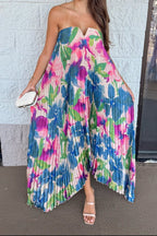 Vestido maxi floral rosa de satén Retro Splendor
