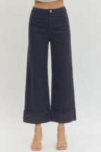 Pantalones de sarga azul marino Sunny Feelings