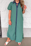 Vestido midi azul marino y verde Striped Muse rojo