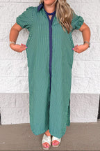 Vestido midi azul marino y verde Striped Muse rojo