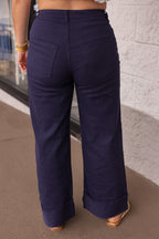 Pantalones de sarga azul marino Sunny Feelings