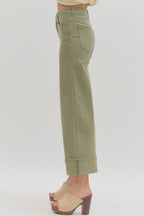 Pantalones de sarga oliva October Feelings verde