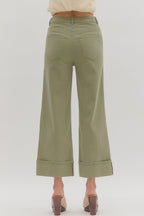 Pantalones de sarga oliva October Feelings verde