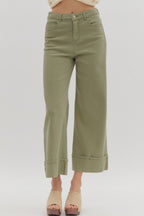 Pantalones de sarga oliva October Feelings verde