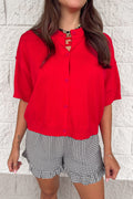 Cárdigan de punto rojo Cozy Charm
