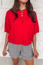Cárdigan de punto rojo Cozy Charm