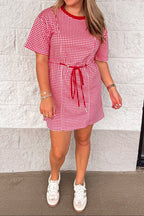 Vestido rojo de cuadros Gingham Glow blanco