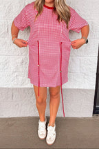 Vestido rojo de cuadros Gingham Glow blanco