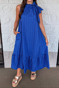 Vestido midi azul Dotted Delight blanco
