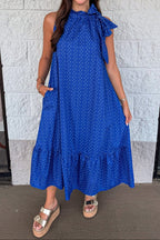 Vestido midi azul Dotted Delight blanco