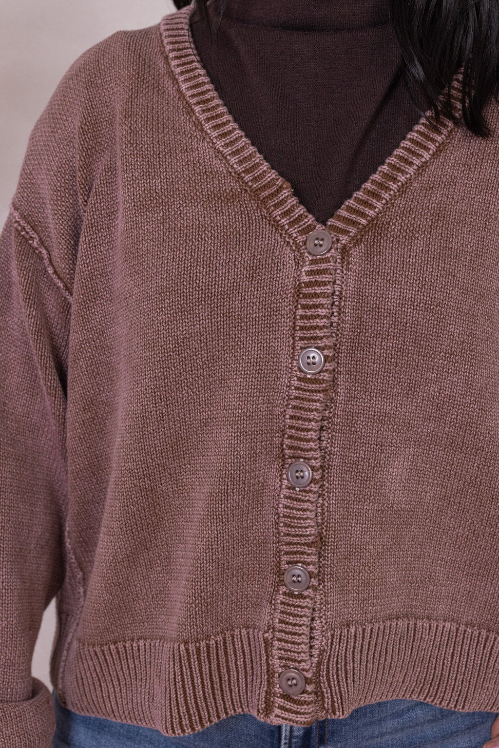 Cárdigan moca lavado Vintage Sass marrón