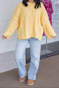 Jersey amarillo de punto trenzado Cable Knit Cozy
