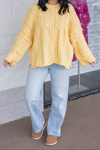 Jersey amarillo de punto trenzado Cable Knit Cozy