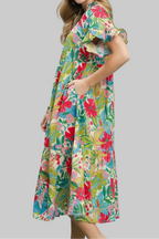 Vestido midi floral Destination rojo