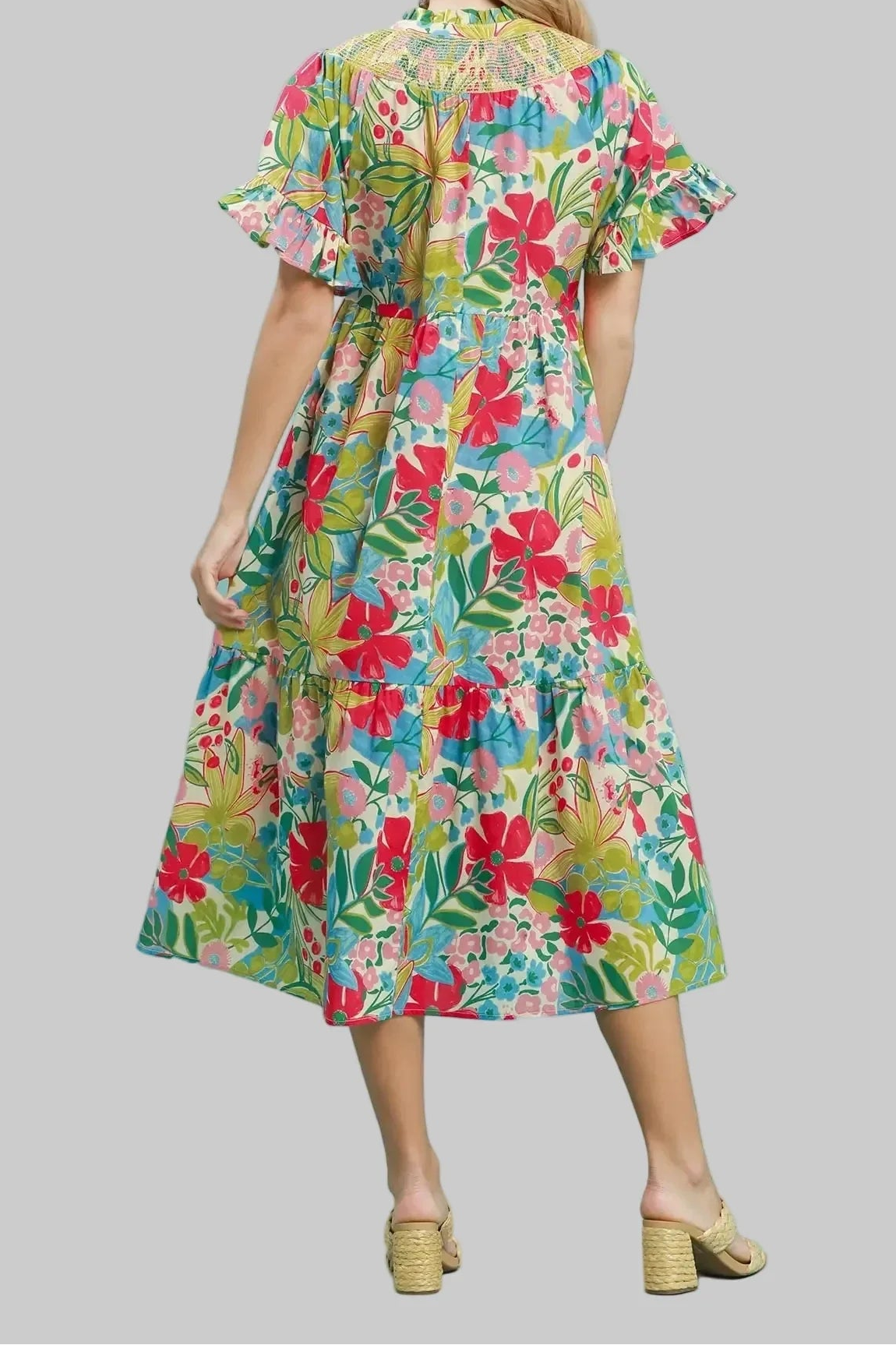Vestido midi floral Destination rojo