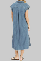 Vestido midi vaquero de raya diplomática Pretty Pinstripes denim