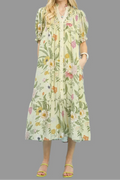 Vestido midi salvia Dreamy Meadow floral