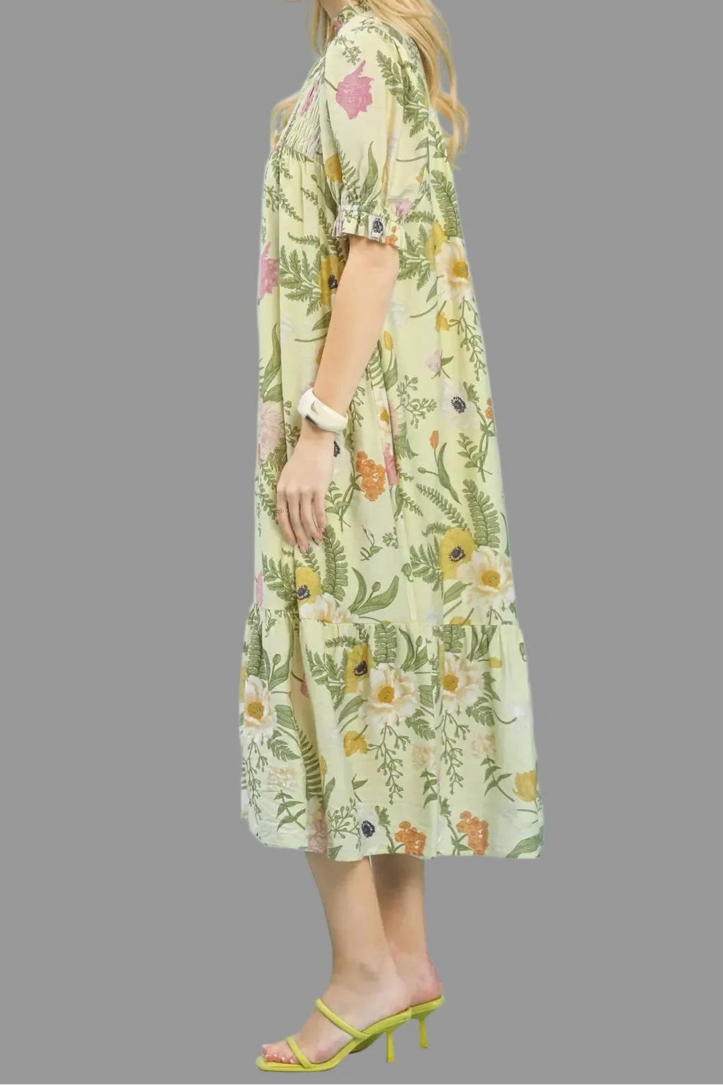 Vestido midi salvia Dreamy Meadow floral