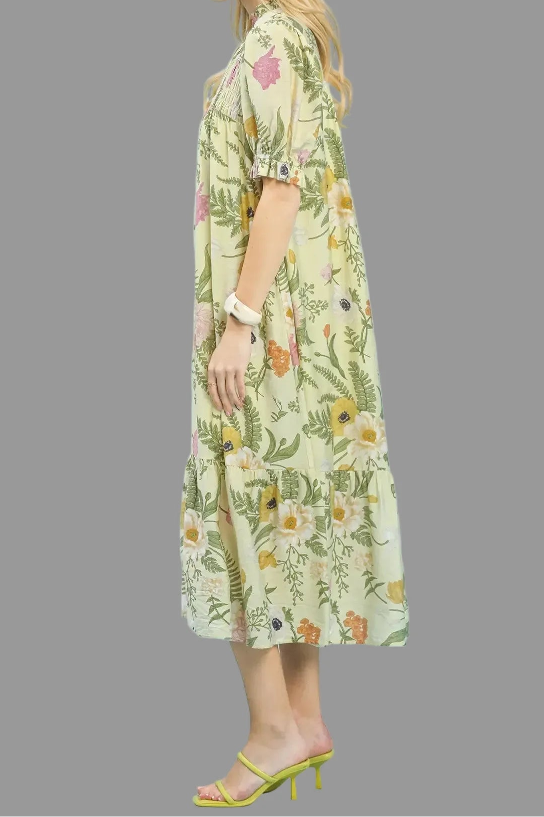Vestido midi salvia Dreamy Meadow floral