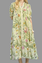 Vestido midi salvia Dreamy Meadow floral
