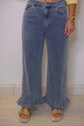 Pantalones de sarga azul con volantes Ruffled Sass